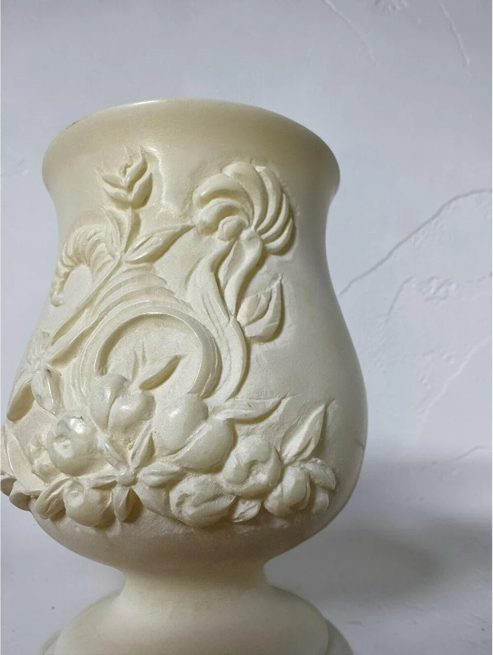 Vintage Hand Carved Italian Alabaster Urn By Triune International